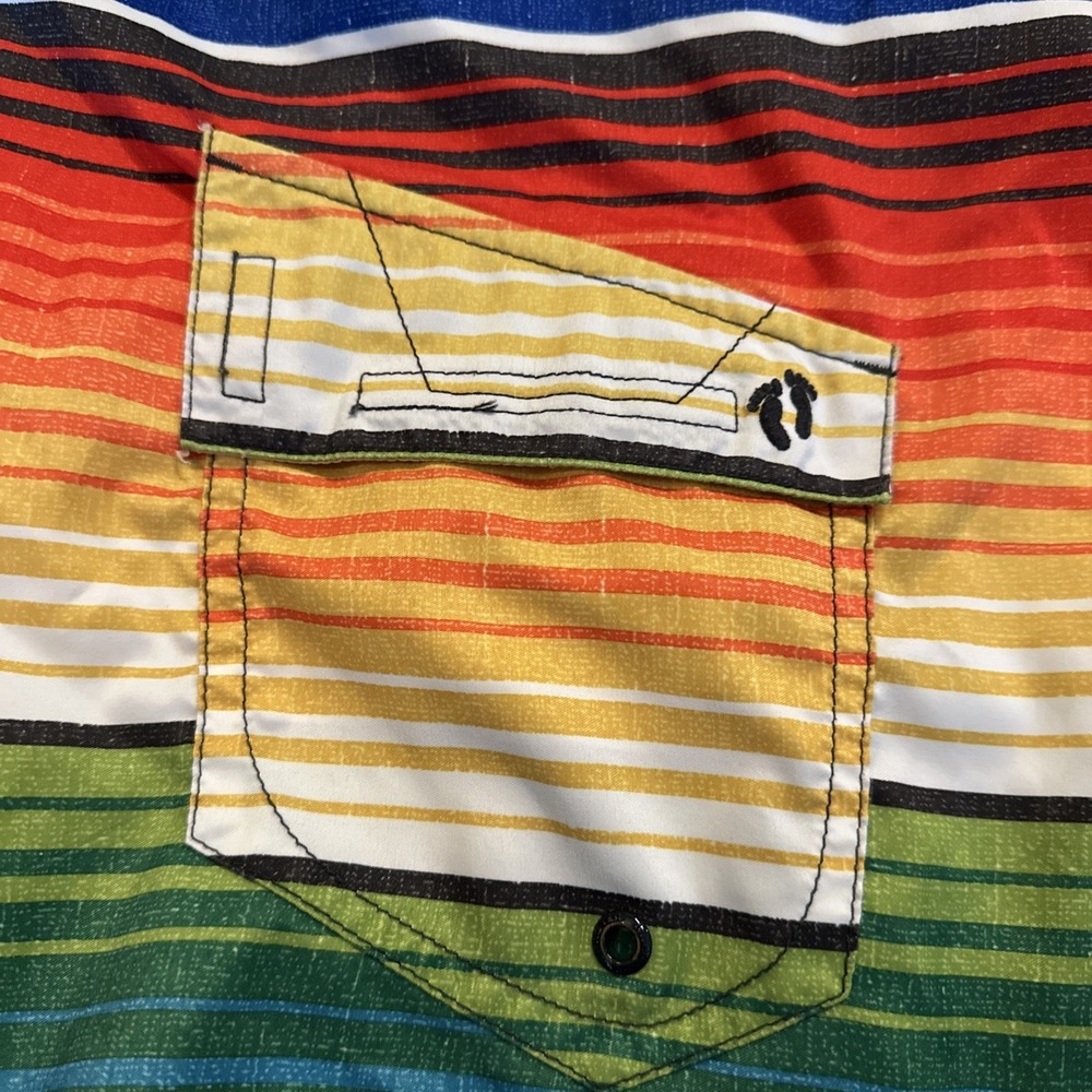 Hang Ten Board Shorts‎ Men's Size 36 Multicolored Stripe Side Pocket - Picture 2 of 10